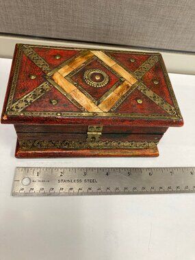 Wood box with bone inlay clasp Made in India